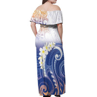 Marshall Islands Manit Day Off Shoulder Maxi Dress Plumeria and Polynesian Tribal LT9 - Polynesian Pride
