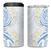 Palau 1981 Tribal Tattoo 4 in 1 Can Cooler Tumbler with Belau Plumeria Flowers LT9 One Size: 16 oz White - Polynesian Pride