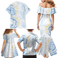 Palau 1981 Tribal Tattoo Family Matching Mermaid Dress and Hawaiian Shirt with Belau Plumeria Flowers LT9 - Polynesian Pride