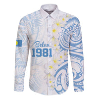 Palau 1981 Tribal Tattoo Family Matching Tank Maxi Dress and Hawaiian Shirt with Belau Plumeria Flowers LT9 Dad's Shirt - Long Sleeve White - Polynesian Pride