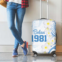 Palau 1981 Tribal Tattoo Luggage Cover with Belau Plumeria Flowers