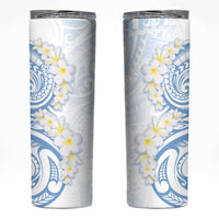 Palau 1981 Tribal Tattoo Skinny Tumbler with Belau Plumeria Flowers LT9 White - Polynesian Pride