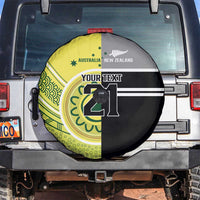 Custom Cricket AUNZ Spirit Spare Tire Cover Aussie New Zealand Retro Edition LT9 Black - Polynesian Pride