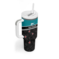 Custom NZ Cricket Pride Tumbler With Handle Silver Fern Fan Supporter Apparel LT9 - Polynesian Pride