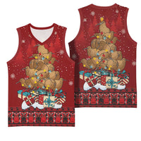 Funny Kiwi Bird Xmas Tree Basketball Jersey New Zealand Tribal Christmas Spirit LT9 - Polynesian Pride