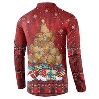 Funny Kiwi Bird Xmas Tree Button Sweatshirt New Zealand Tribal Christmas Spirit - Polynesian Pride
