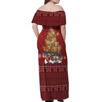 Funny Kiwi Bird Xmas Tree Off Shoulder Maxi Dress New Zealand Tribal Christmas Spirit LT9 - Polynesian Pride