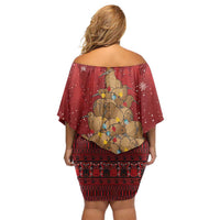 Funny Kiwi Bird Xmas Tree Off Shoulder Short Dress New Zealand Tribal Christmas Spirit LT9 - Polynesian Pride