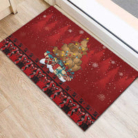 Funny Kiwi Bird Xmas Tree Rubber Doormat New Zealand Tribal Christmas Spirit - Polynesian Pride