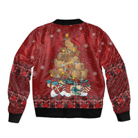 Funny Kiwi Bird Xmas Tree Sleeve Zip Bomber Jacket New Zealand Tribal Christmas Spirit - Polynesian Pride