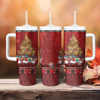 Funny Kiwi Bird Xmas Tree Tumbler With Handle New Zealand Tribal Christmas Spirit LT9 - Polynesian Pride