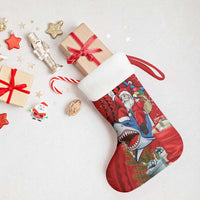 Funny Santa Riding Shark Christmas Stocking Polynesian Tribal Christmas Spirit - Polynesian Pride