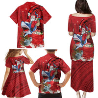 Funny Santa Riding Shark Family Matching Puletasi and Hawaiian Shirt Polynesian Tribal Christmas Spirit LT9 - Polynesian Pride