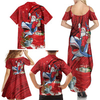 Funny Santa Riding Shark Family Matching Summer Maxi Dress and Hawaiian Shirt Polynesian Tribal Christmas Spirit LT9 - Polynesian Pride