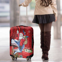 Funny Santa Riding Shark Luggage Cover Polynesian Tribal Christmas Spirit - Polynesian Pride