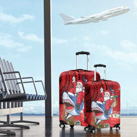 Funny Santa Riding Shark Luggage Cover Polynesian Tribal Christmas Spirit - Polynesian Pride
