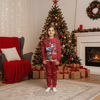 Funny Santa Riding Shark Christmas Pajama Set Polynesian Tribal Christmas Spirit - Polynesian Pride