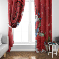 Funny Santa Riding Shark Window Curtain Polynesian Tribal Christmas Spirit - Polynesian Pride