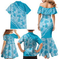 Hawaii Breadfruit Palaka Family Matching Mermaid Dress and Hawaiian Shirt Polu Maile Lei - Polynesian Pride