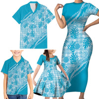 Hawaii Breadfruit Palaka Family Matching Short Sleeve Bodycon Dress and Hawaiian Shirt Polu Maile Lei LT9 - Polynesian Pride