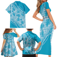 Hawaii Breadfruit Palaka Family Matching Short Sleeve Bodycon Dress and Hawaiian Shirt Polu Maile Lei LT9 - Polynesian Pride