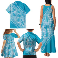 Hawaii Breadfruit Palaka Family Matching Tank Maxi Dress and Hawaiian Shirt Polu Maile Lei LT9 - Polynesian Pride