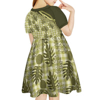Hawaii Breadfruit Palaka Kid Short Sleeve Dress Omaomao Maile Lei - Polynesian Pride
