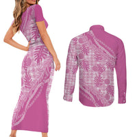 Hawaii Breadfruit Palaka Couples Matching Short Sleeve Bodycon Dress and Long Sleeve Button Shirt Omaomao Ulaula Maile Lei - Polynesian Pride