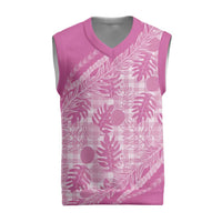 Hawaii Breadfruit Palaka Christmas Knitted V-Neck Vest Omaomao Ulaula Maile Lei LT9 Pink - Polynesian Pride