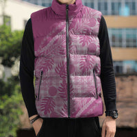 Hawaii Breadfruit Palaka Sleeveless Puffer Jacket Omaomao Ulaula Maile Lei - Polynesian Pride