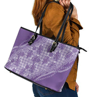 Hawaii Breadfruit Palaka Leather Tote Bag Poni Maile Lei - Polynesian Pride
