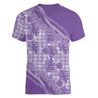 Hawaii Breadfruit Palaka Women V-Neck T-Shirt Poni Maile Lei - Polynesian Pride