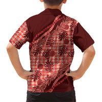 Hawaii Breadfruit Palaka Family Matching Short Sleeve Bodycon Dress and Hawaiian Shirt Ulaula Maile Lei - Polynesian Pride