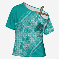 Hawaii Breadfruit Palaka Cross Shoulder Shirt Polu Opal Maile Lei - Polynesian Pride