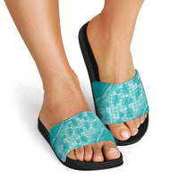 Hawaii Breadfruit Palaka Slide Sandals Polu Opal Maile Lei - Polynesian Pride