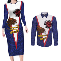American Samoa Heart Tribal Personalized Couples Matching Long Sleeve Bodycon Dress and Long Sleeve Button Shirt Polynesian Patterns