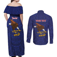 American Samoa Heart Tribal Personalized Couples Matching Off Shoulder Maxi Dress and Long Sleeve Button Shirt Polynesian Patterns
