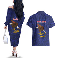 American Samoa Heart Tribal Personalized Couples Matching Off The Shoulder Long Sleeve Dress and Hawaiian Shirt Polynesian Patterns