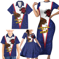 American Samoa Heart Tribal Personalized Family Matching Short Sleeve Bodycon Dress and Hawaiian Shirt Polynesian Patterns