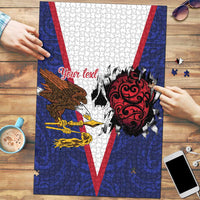 American Samoa Heart Tribal Personalized Puzzle Polynesian Patterns