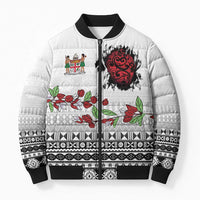 Fiji Heart Tribal Personalised Bomber Puffer Jacket Polynesian Patterns