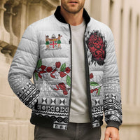 Fiji Heart Tribal Personalised Bomber Puffer Jacket Polynesian Patterns