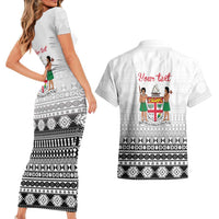 Fiji Heart Tribal Personalised Couples Matching Short Sleeve Bodycon Dress and Hawaiian Shirt Polynesian Patterns