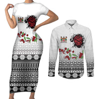 Fiji Heart Tribal Personalised Couples Matching Short Sleeve Bodycon Dress and Long Sleeve Button Shirt Polynesian Patterns