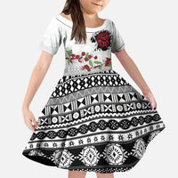Fiji Heart Tribal Personalised Family Matching Off The Shoulder Long Sleeve Dress and Hawaiian Shirt Polynesian Patterns