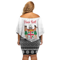 Fiji Heart Tribal Personalised Off Shoulder Short Dress Polynesian Patterns