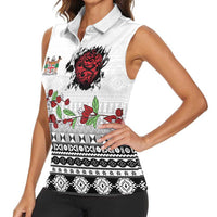 Fiji Heart Tribal Personalised Women Sleeveless Polo Shirt Polynesian Patterns