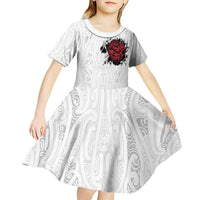 New Zealand Maori Heart Tribal Personalised Kid Short Sleeve Dress Polynesian Patterns