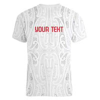 New Zealand Maori Heart Tribal Personalised Women V-Neck T-Shirt Polynesian Patterns
