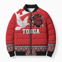 Tonga Heart Tribal Personalised Bomber Puffer Jacket Polynesian Patterns